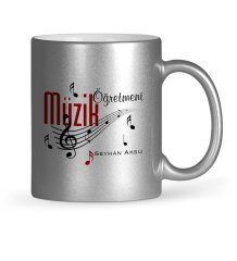 Kişiye Özel Müzik Öğretmeni Gümüş Yaldızlı Kupa Bardak