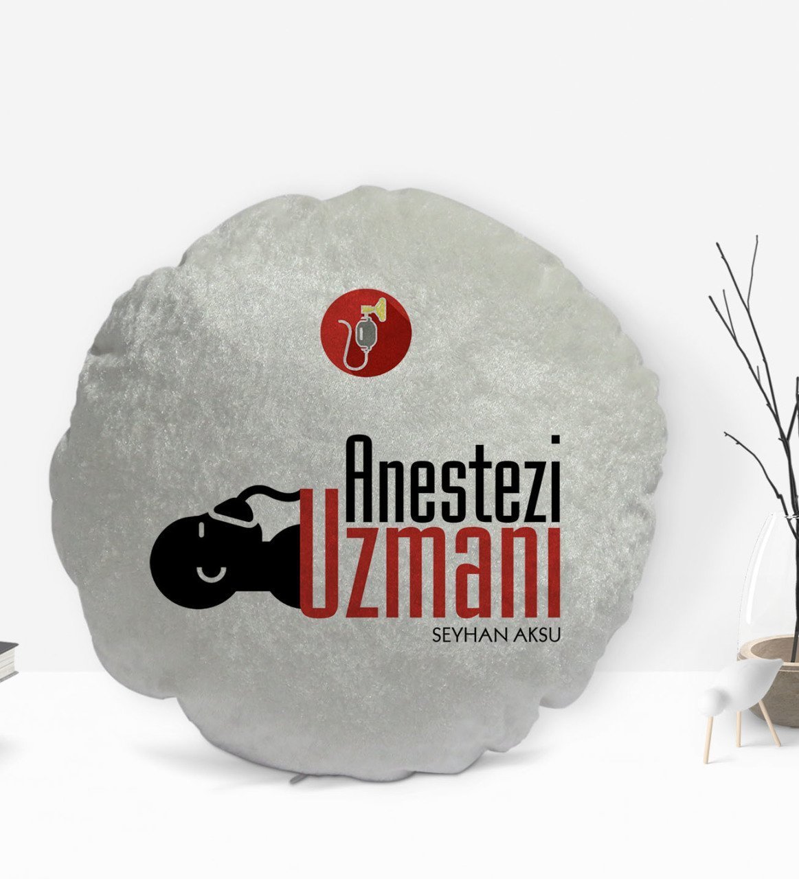 Kişiye Özel İsimli Anestezi Uzmanı Tasarımlı Dekoratif Kırlent Yastık-1