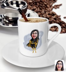 BK Gift Kişiye Özel Kadın Süper Kahraman Karikatürlü Türk Kahvesi Fincanı-3