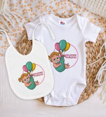 BK Kids Halasının Kızçesi Tasarımlı Beyaz Bebek Body Zıbın ve Mama Önlüğü Hediye Seti-1