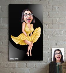 Kişiye Özel Marilyn Monroe Karikatür Ahşap Tablo - 1