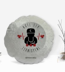 Kişiye Özel İsimli Acil Tip Teknisyeni Tasarımlı Dekoratif Kırlent Yastık-4