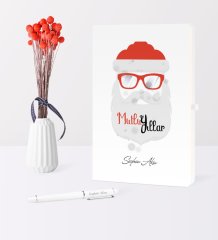 Kişiye Özel Yılbaşı Noel Baba Temalı Beyaz Defter Kalem Seti - 2