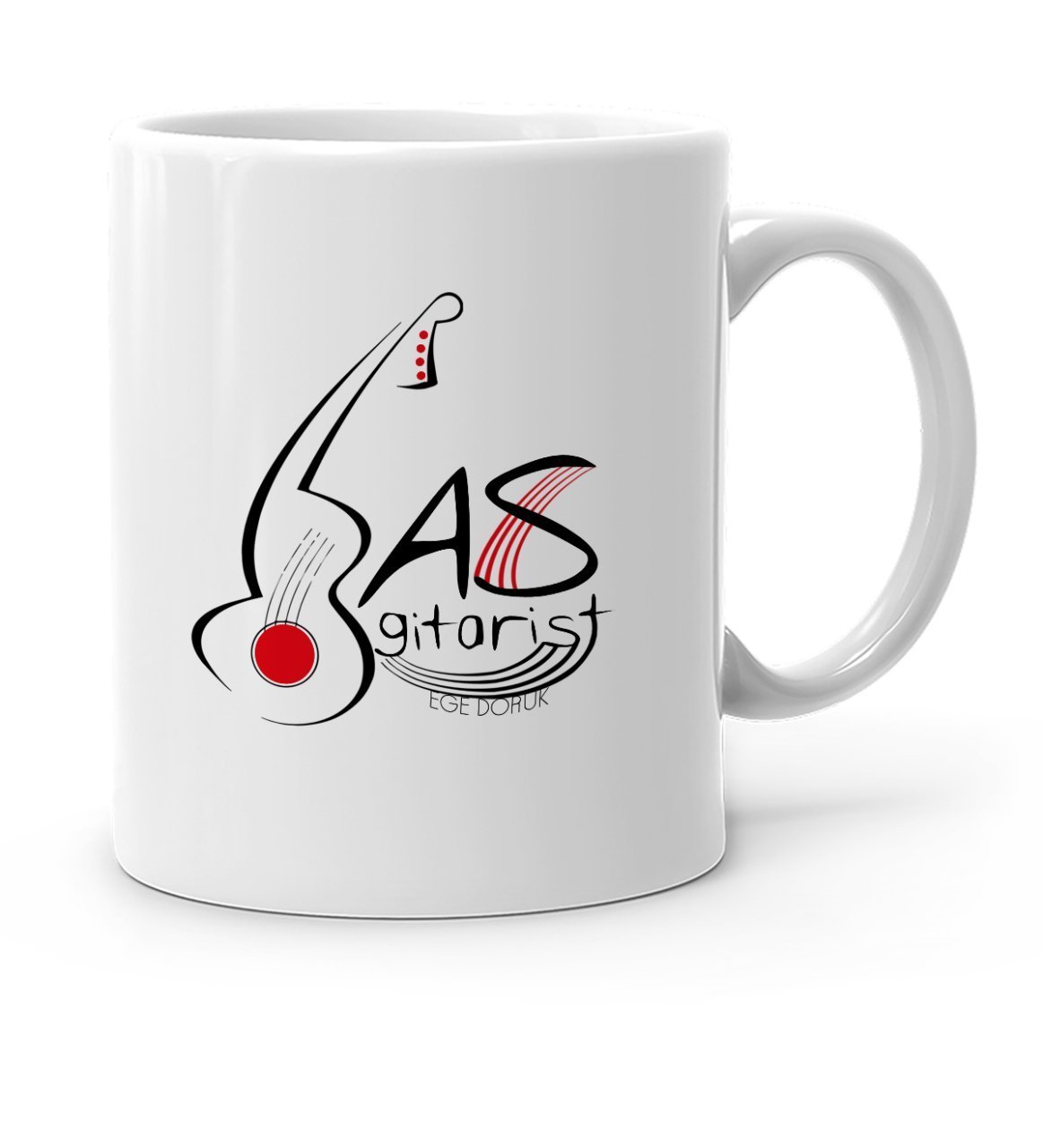 Kişiye Özel Mesleki Bas Gitarist Beyaz Kupa Bardak - 1