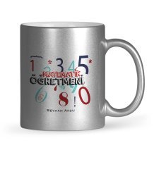 Kişiye Özel Matematik Öğretmeni Gümüş Yaldızlı Kupa Bardak - 4