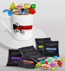 Kişiye Özel Saç Stilisti Türk Kahvesi Fincanı Selamlique Karışık Türk Kahvesi ve Haribo Şeker Hediye Seti-2