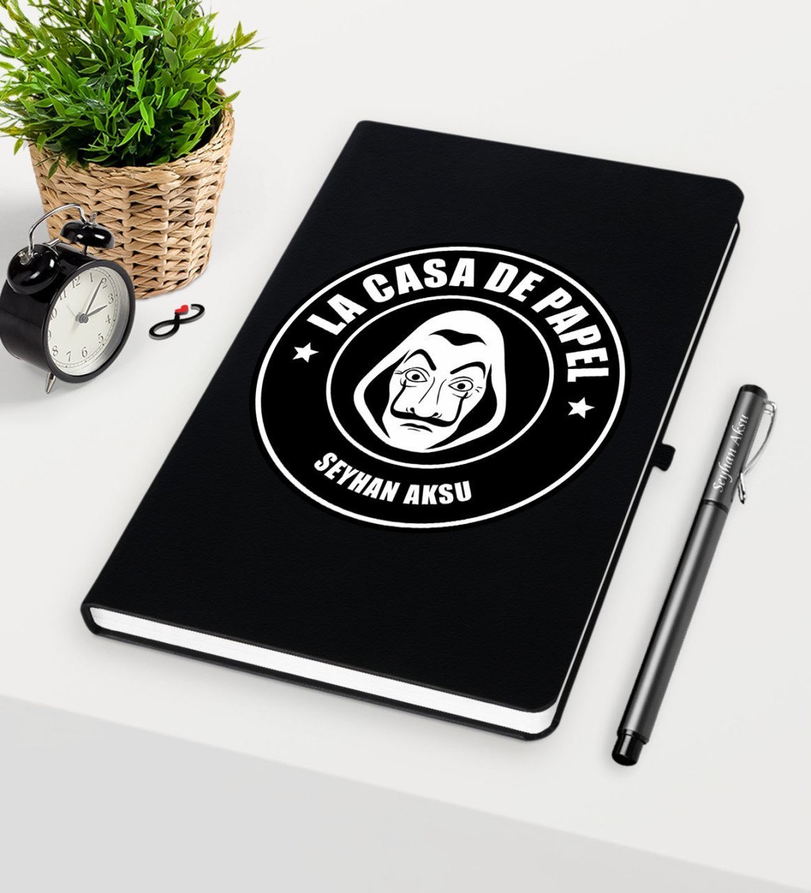 Kişiye Özel La Casa De Papel Siyah Defter Kalem Seti - 24