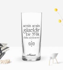 Kişiye Özel Renkli Baskılı Sesin Güzeldir Tasarımlı Rakı Bardağı-1