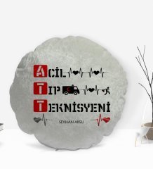 Kişiye Özel İsimli Acil Tip Teknisyeni Tasarımlı Dekoratif Kırlent Yastık-3