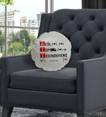 Kişiye Özel İsimli Acil Tip Teknisyeni Tasarımlı Dekoratif Kırlent Yastık-3