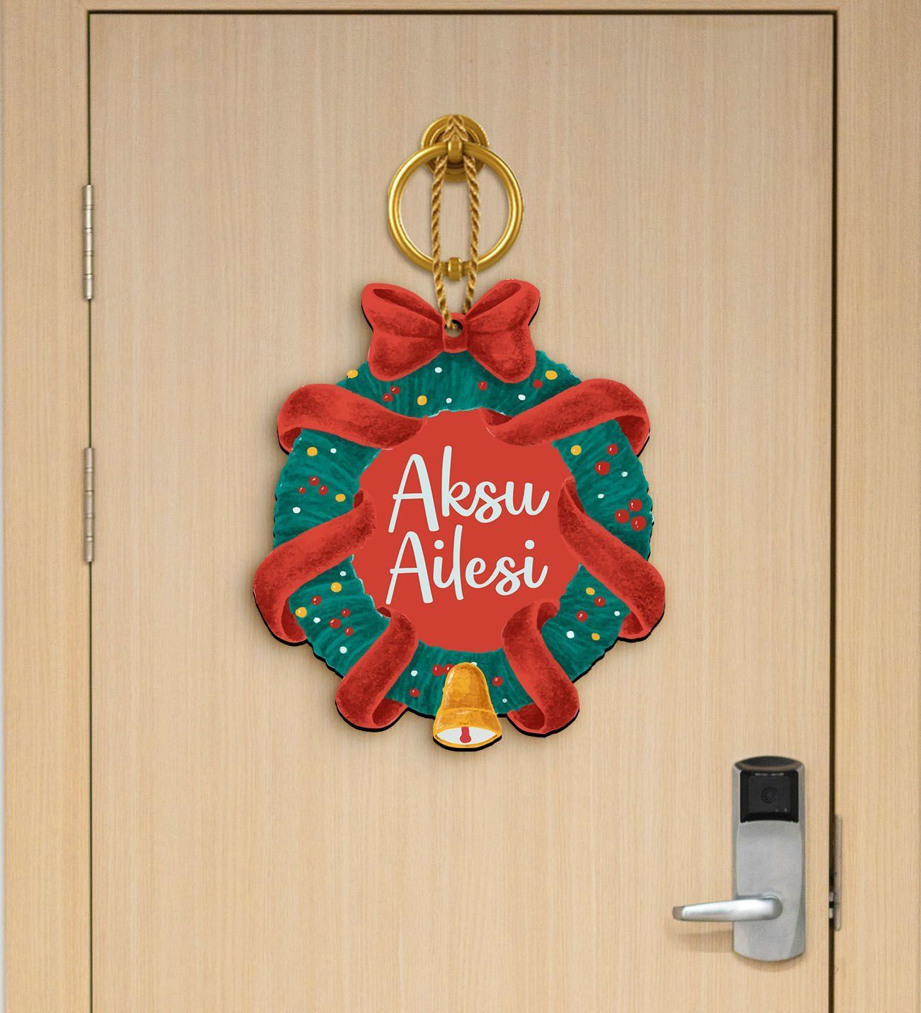 BK Gift Kişiye Özel İsimli Yılbaşı Ahşap Kapı Süsü-1