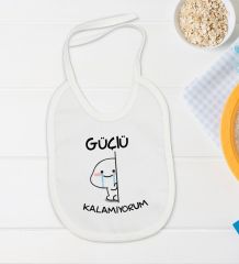 BK Kids Güçlü Kalamıyorum Tasarımlı Beyaz Bebek Body Zıbın ve Mama Önlüğü Hediye Seti-1