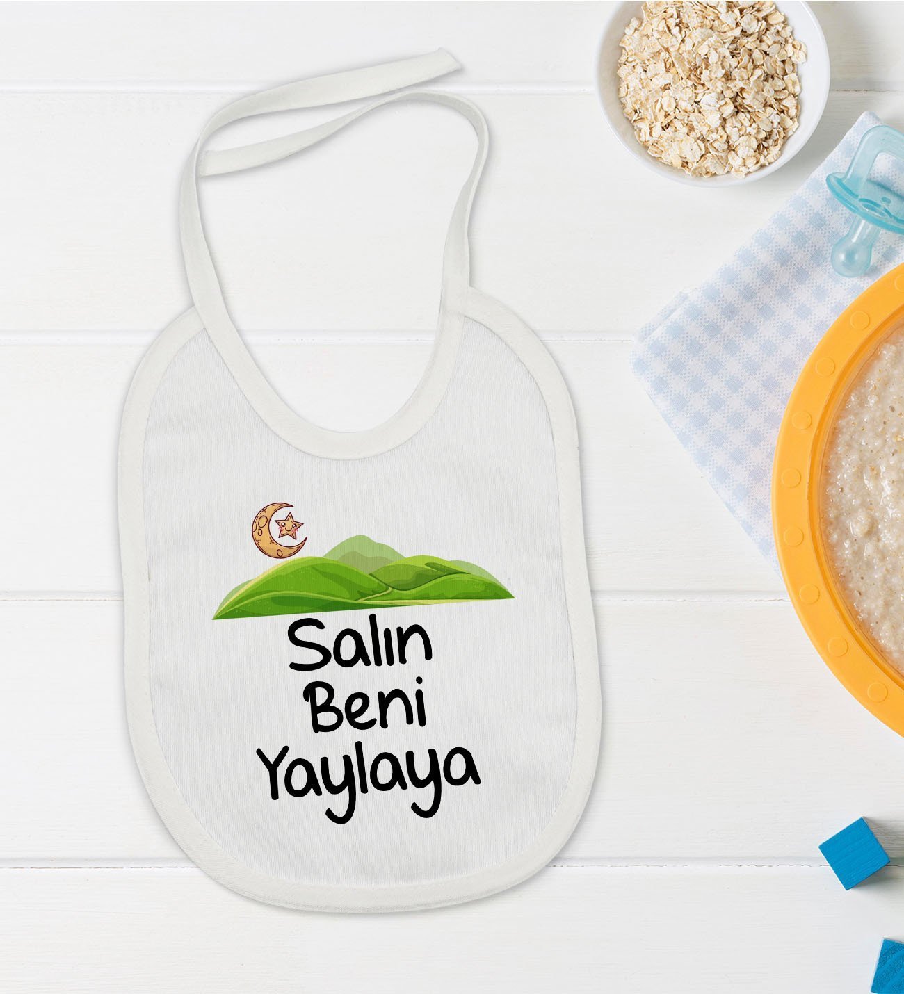 BK Kids Salın Beni Yaylaya Tasarımlı Bebek Mama Önlüğü - Model 1
