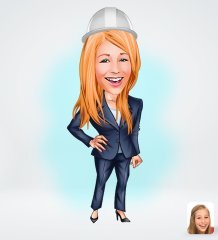 Kişiye Özel Kadın Mühendis Karikatürlü Sosyal Medya Dijital Profil Fotoğrafı - Model 1