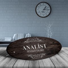 Kişiye Özel Mesleki Analist Ahşap Oval Masa İsimliği  - 3