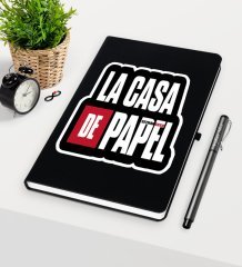 Kişiye Özel La Casa De Papel Siyah Defter Kalem Seti - 23