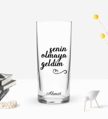 Kişiye Özel Renkli Baskılı Senin Olmaya Geldim Tasarımlı Rakı Bardağı-1