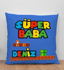 BK Gift Kişiye Özel İsimli Babalar Günü Tasarımlı Mavi Kırlent Yastık-15 Babaya Hediye, Ev Dekorasyonu, Babalar Günü Hediyesi