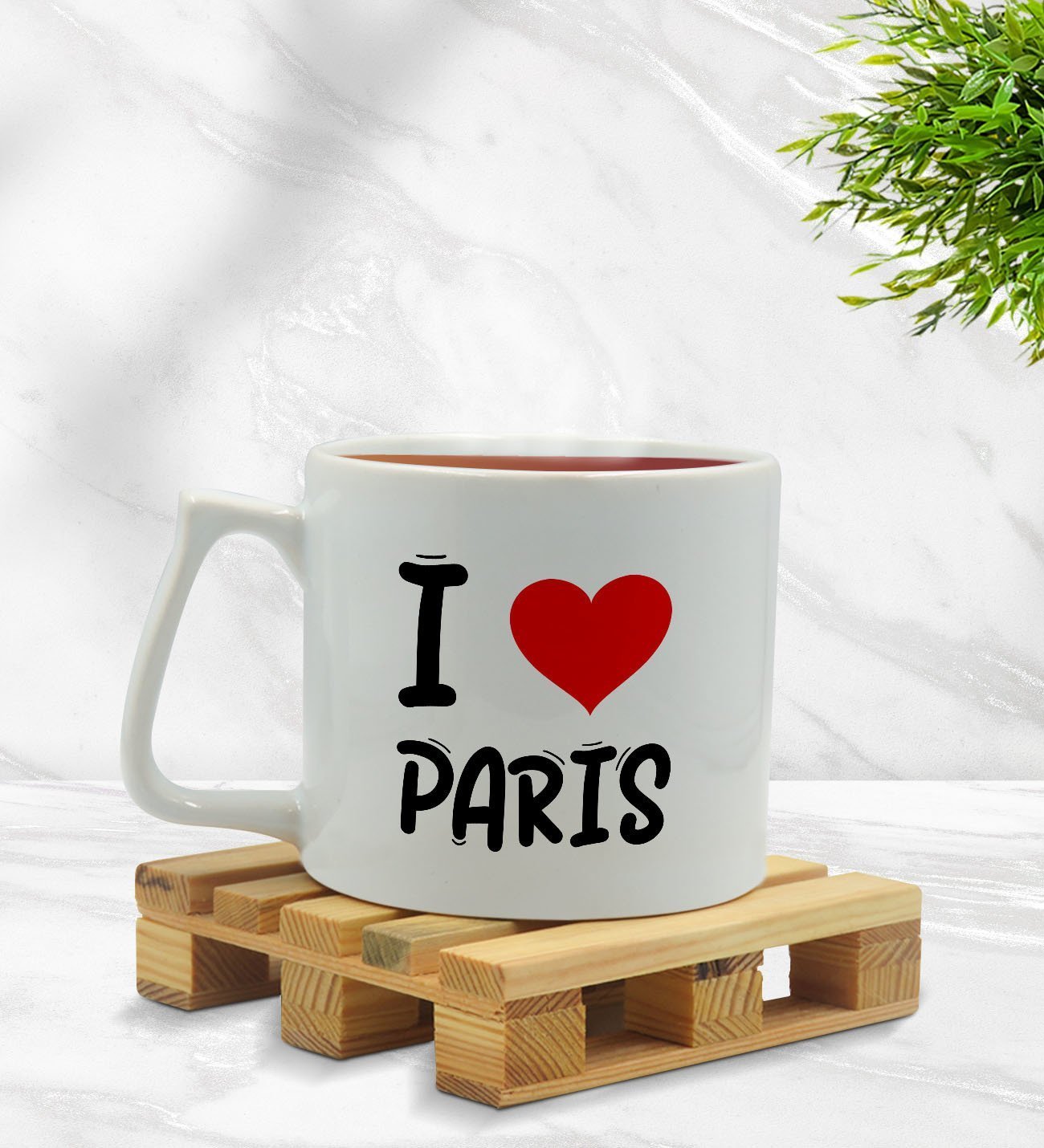 BK Gift I Love Paris Tasarımlı Middle Beyaz Kupa Bardak