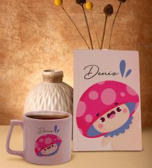 BK Gift Kişiye Özel İsimli Pembe Sert Kapaklı Defter ve Middle Kupa Seti, Arkadaşa Hediye, Yeni İş Hediyesi, Doğum Günü Hediyesi-17