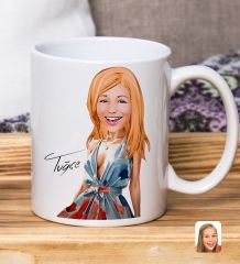 Bk Gift Kişiye Özel Karikatürlü Kadın Tasarımlı Beyaz Kupa Bardak-124, Arkadaşa Hediye , Karikatürlü Kupa Bardak