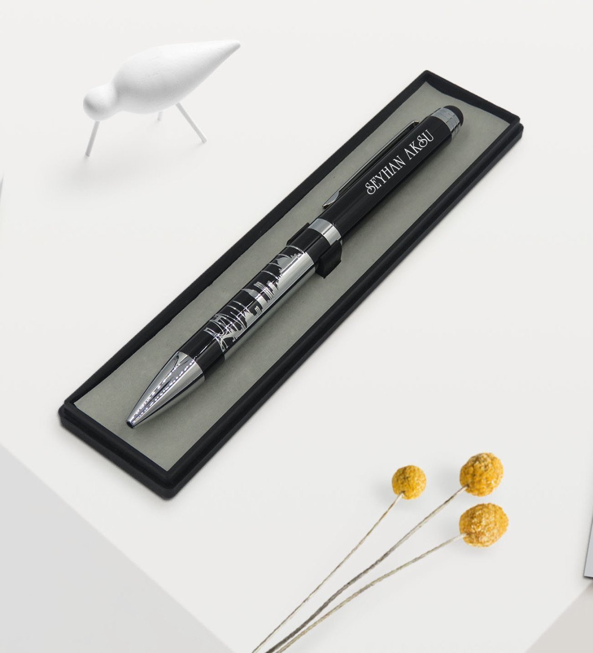 Kişiye Özel İstanbul Kabartma Figürlü Touchpen Metal Tükenmez Kalem