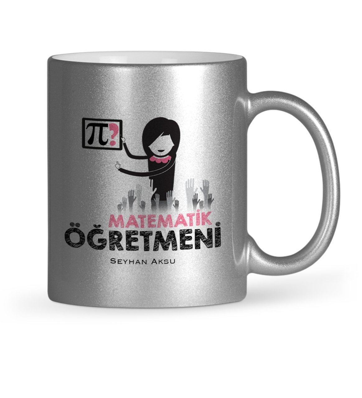 Kişiye Özel Matematik Öğretmeni Gümüş Yaldızlı Kupa Bardak - 1