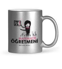 Kişiye Özel Matematik Öğretmeni Gümüş Yaldızlı Kupa Bardak - 1