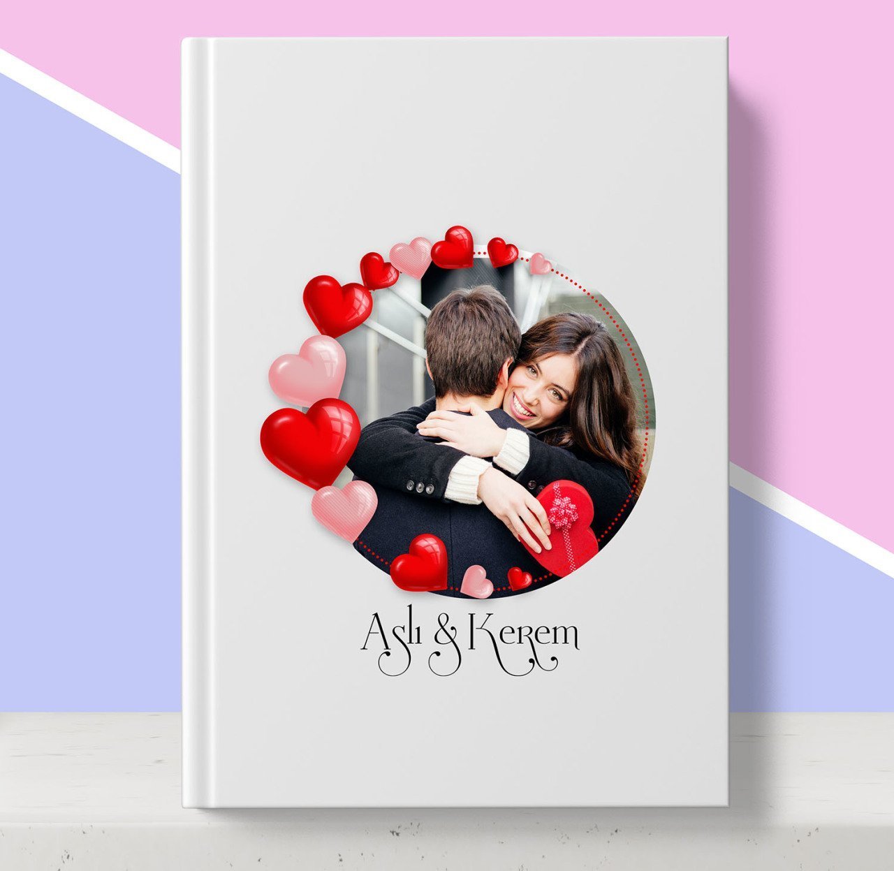 Kişiye Özel Kalpli Fotoğraflı Beyaz Defter