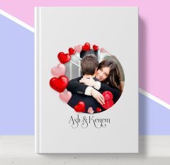 Kişiye Özel Kalpli Fotoğraflı Beyaz Defter