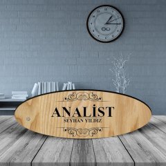 Kişiye Özel Mesleki Analist Ahşap Oval Masa İsimliği  - 2
