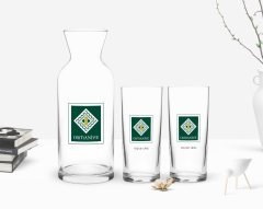 Kişiye Özel Renkli Baskılı Osmaniye Tasarımlı Turistik İkili Rakı Bardağı ve Karaf Hediye Seti-1