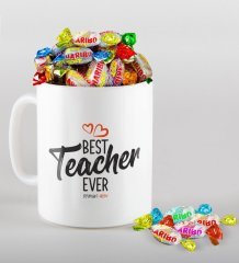 Kişiye Özel En İyi Öğretmen Kupa ve Haribo Şeker Hediye Seti-13