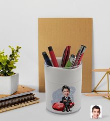 BK Gift Kişiye Özel Baba Karikatürlü Beyaz Akrilik Kalemlik - Model 3