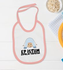 BK Kids Ep İstiim Zıpırlık Tasarımlı Pembe Bebek Body Zıbın ve Mama Önlüğü Hediye Seti-1