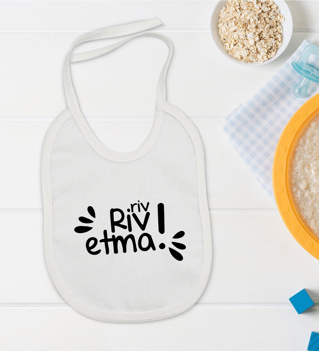 BK Kids Riv Riv Etma Tasarımlı Bebek Mama Önlüğü - Model 1