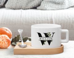 BK Gift Kişiye Özel İsimli Ahşap Altlıklı Seramik Fincan, Doğum Günü Hediyesi, Arkadaşa Hediye, Ev Hediyesi, Kahve ve Çay Bardak Seti