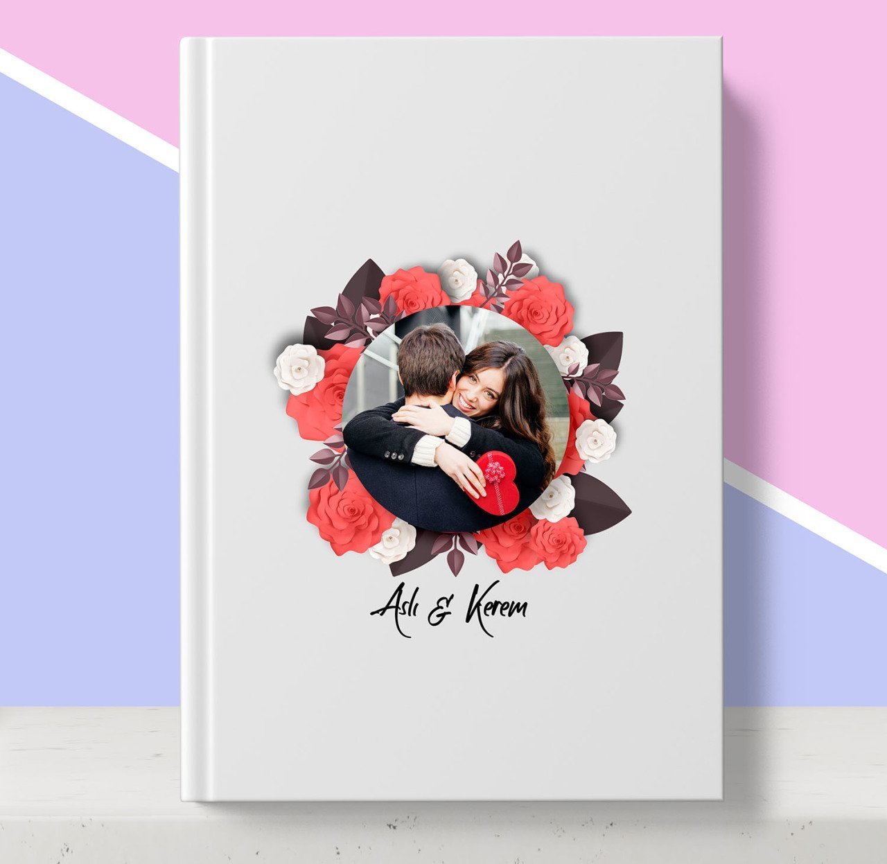 Kişiye Özel Fotoğraflı Çiçek Temalı Beyaz Defter