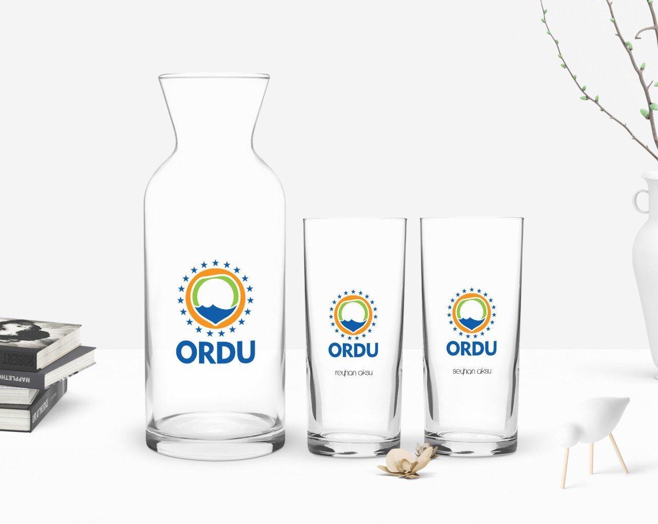 Kişiye Özel Renkli Baskılı Ordu Tasarımlı Turistik İkili Rakı Bardağı ve Karaf Hediye Seti-1