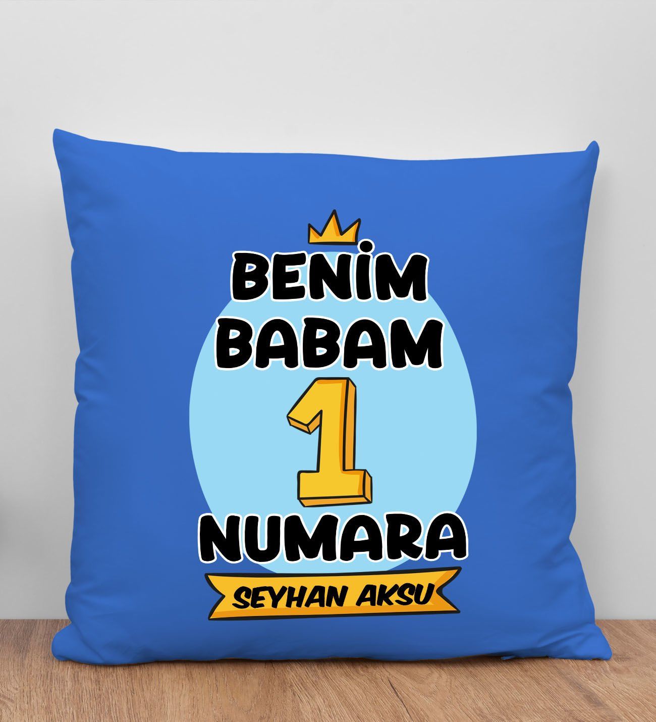 BK Gift Kişiye Özel İsimli Babalar Günü Tasarımlı Mavi Kırlent Yastık-13 Babaya Hediye, Ev Dekorasyonu, Babalar Günü Hediyesi
