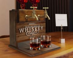 BK Gift Kişiye Özel Kabartma İsimli Çift Musluklu Doğal Ahşap Viski Standı, İçki Standı, Doğum Günü Hediyesi, Ev Hediyesi, Erkek Hediye-30
