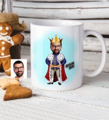 Kişiye Özel Kral Karikatür Beyaz Kupa Bardak