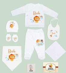 BK Kids Kişiye Özel 9 Parça Beyaz Hastane Çıkışı ve Battaniye Hediye Seti, Yeni Doğan Bebek Giyim Hediyesi-4