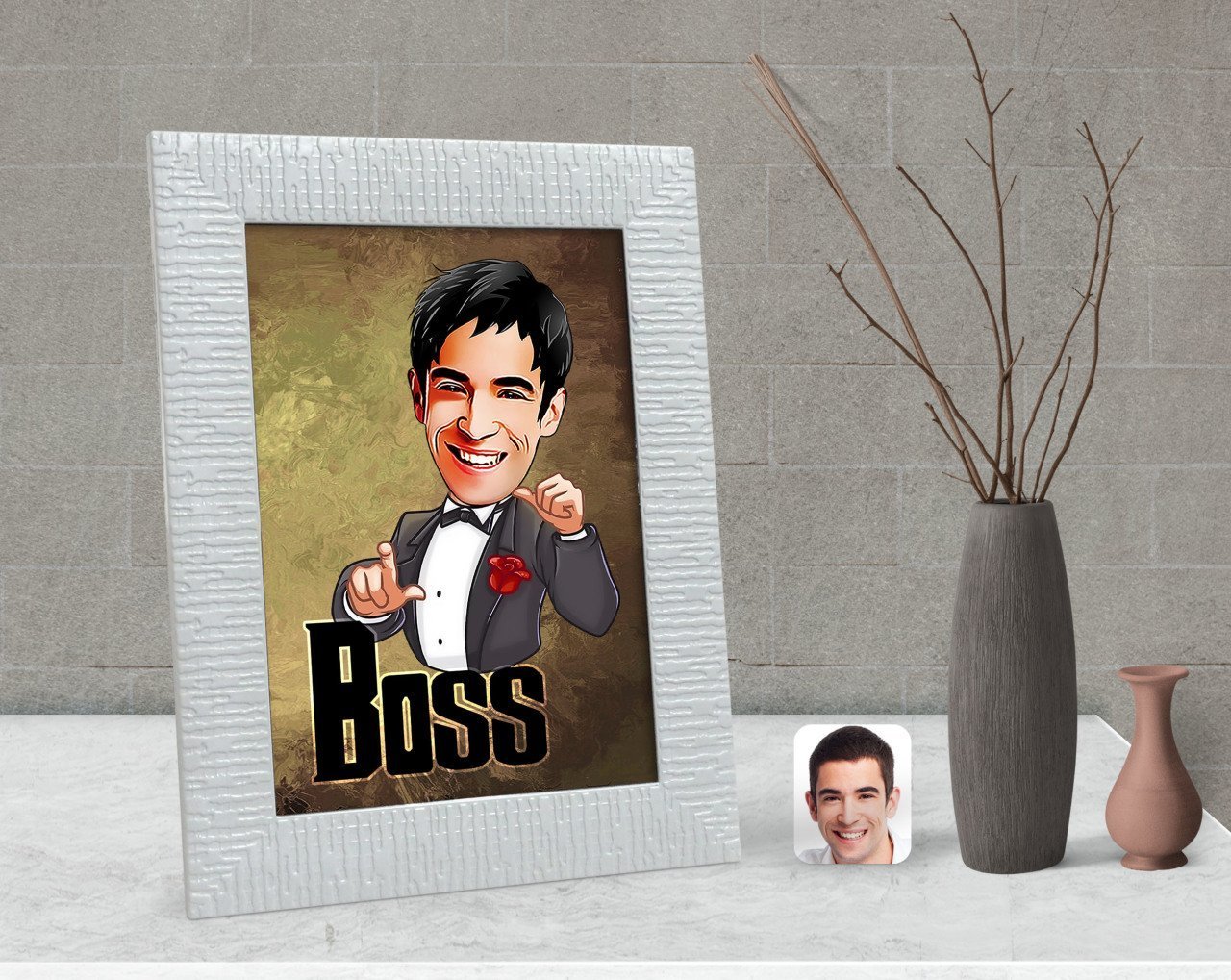 Kişiye Özel Boss Karikatürlü Dekoratif Çerçeve-2