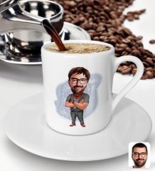 BK Gift Kişiye Özel Erkek Antrenör Karikatürlü Türk Kahvesi Fincanı-2