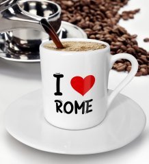 BK Gift I Love Rome Tasarımlı Türk Kahvesi Fincanı - Model 1
