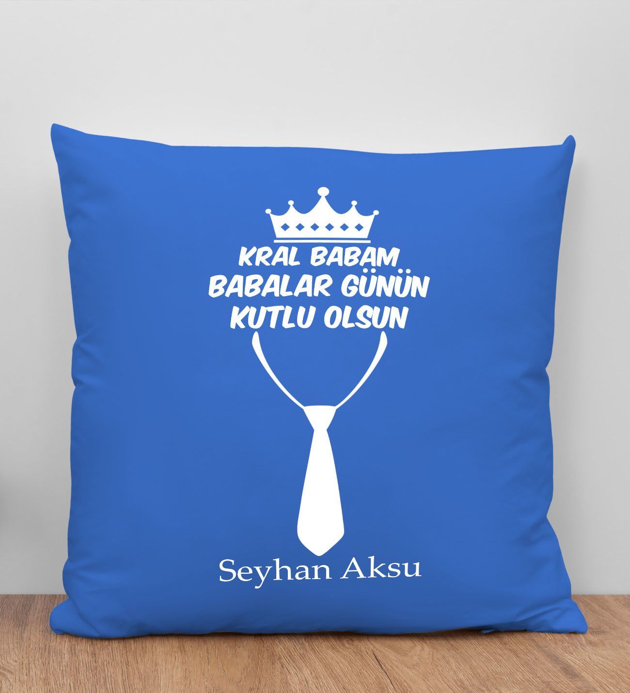 BK Gift Kişiye Özel İsimli Babalar Günü Tasarımlı Mavi Kırlent Yastık-12 Babaya Hediye, Ev Dekorasyonu, Babalar Günü Hediyesi