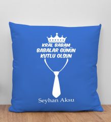 BK Gift Kişiye Özel İsimli Babalar Günü Tasarımlı Mavi Kırlent Yastık-12 Babaya Hediye, Ev Dekorasyonu, Babalar Günü Hediyesi