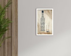 BK Home Rakı Tasarımlı Dekoratif Ahşap Beyaz Çerçeveli Tablo-8
