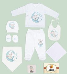 BK Kids Kişiye Özel 9 Parça Beyaz Hastane Çıkışı ve Battaniye Hediye Seti, Yeni Doğan Bebek Giyim Hediyesi-3